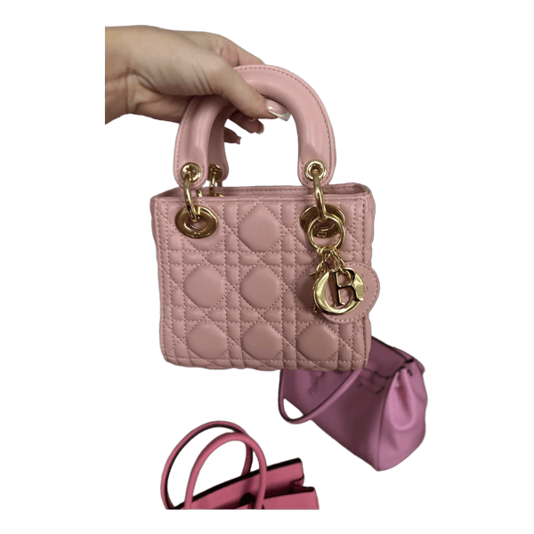 Pink leather handbag