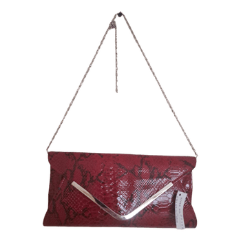 Red snake print clutch
