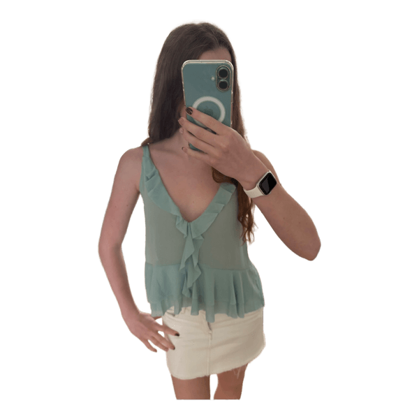 Teal ruffle summer top