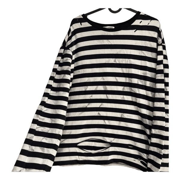 Jaded London Striped Distressed Longsleeve Punk Style