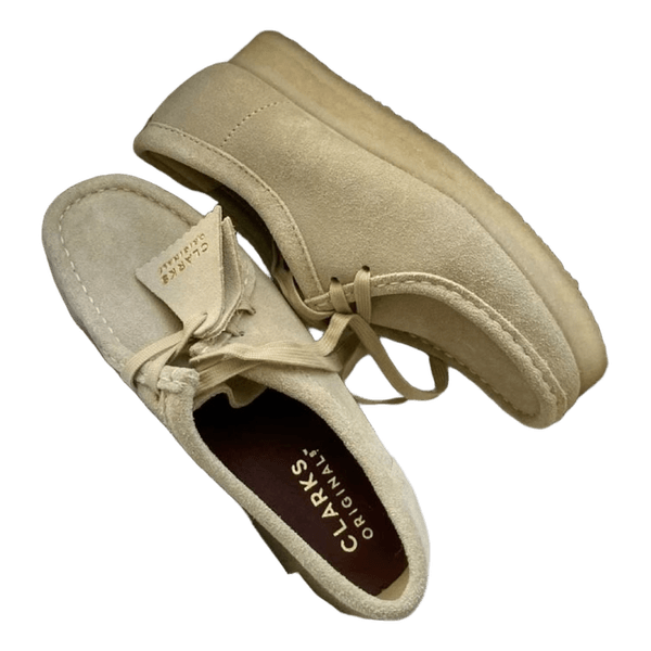 Beige suede wallabee shoes