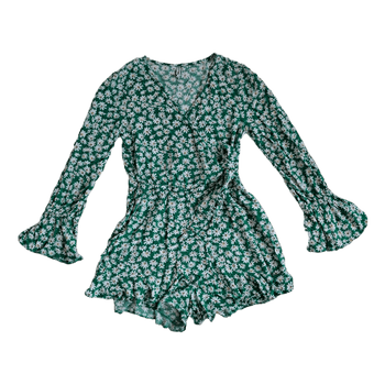 Green floral playsuit