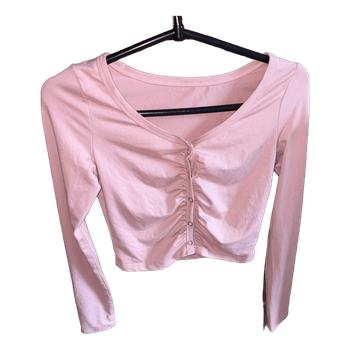 Pink button-down top