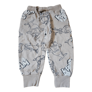 Beige cartoon print joggers