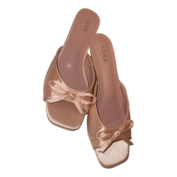 Cider pink bow heeled mules