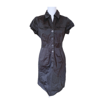 Grey short-sleeve button-up dress