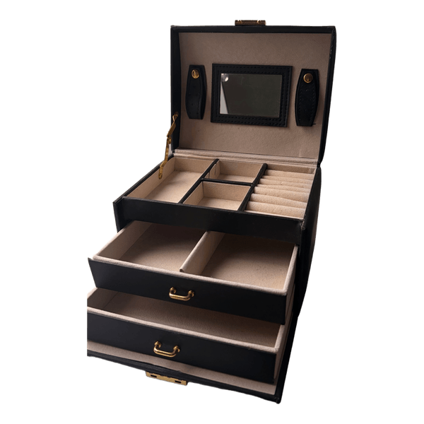 Black leather jewelry box