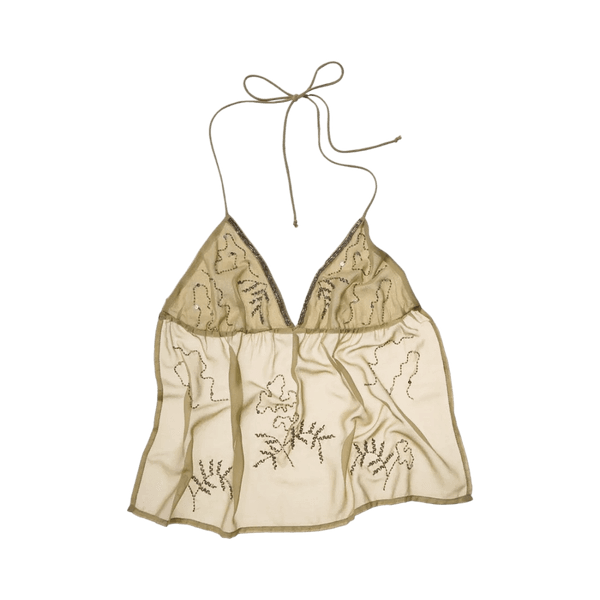 Sheer green embroidered top