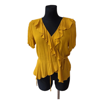 Yellow ruffled wrap top