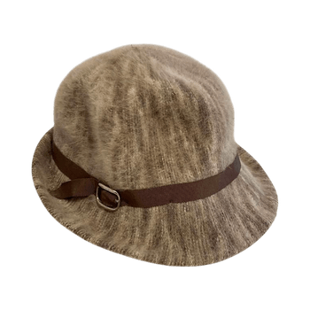 Kangol Angora Blend Fuzzy Cloche Hat Brown Vintage Made in England