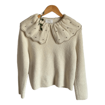 Zara cream embellished sweater