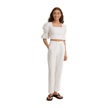 White Cropped Linen Pants