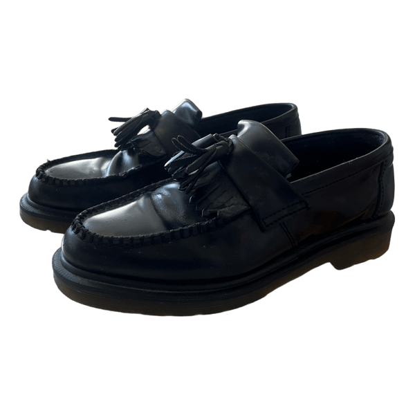 Black leather loafers