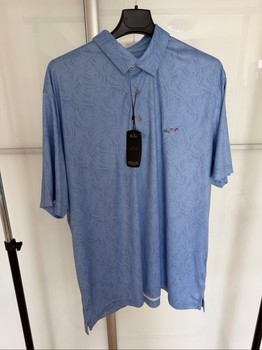 Blue patterned golf polo