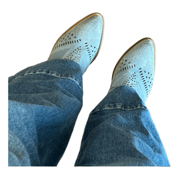 Light blue suede leather ankle boots