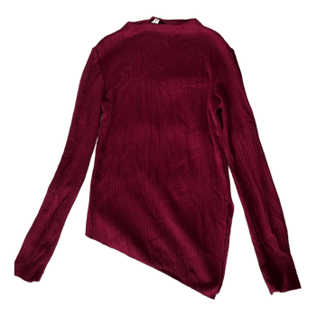 Burgundy ribbed asymmetric top