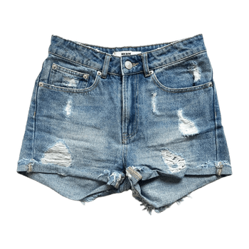 High waist mini farkku shortsit