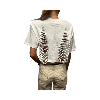 White cropped t-shirt with cutout design