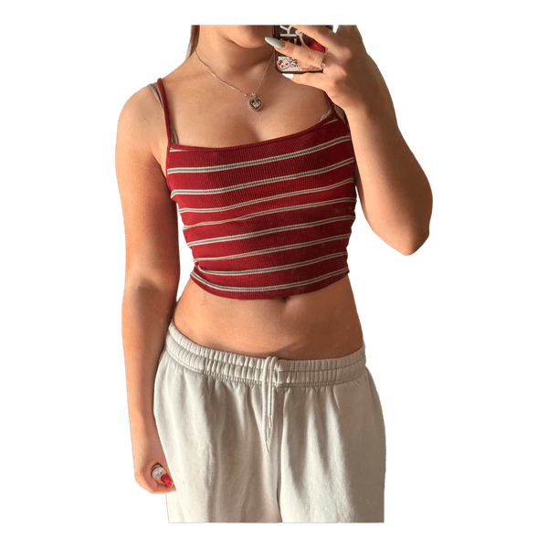Red striped crop top