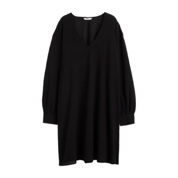 H&M Black V-neck Cotton Dress, new