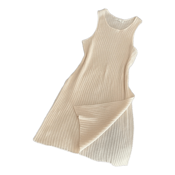 Mango Beige ribbed knit shirt