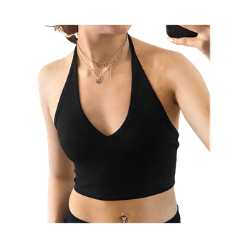 Black halter crop top