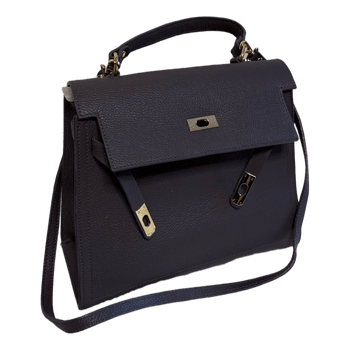 Black leather handbag