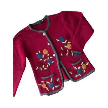 Burgundy kukallinen villatakki S