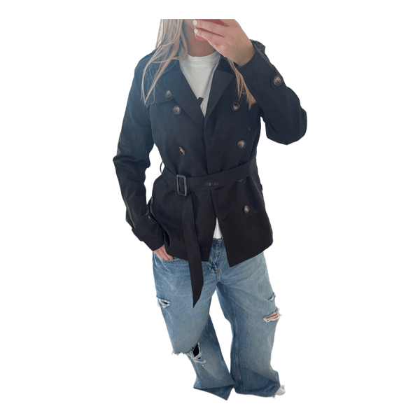 Sort kort trenchcoat