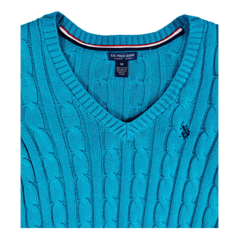 Turquoise cable knit sweater