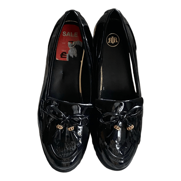 Black patent loafers