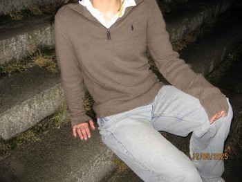 Brown wool half-zip sweater
