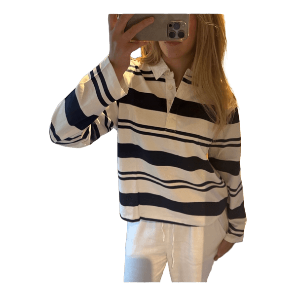 Stripet langærmet bluse