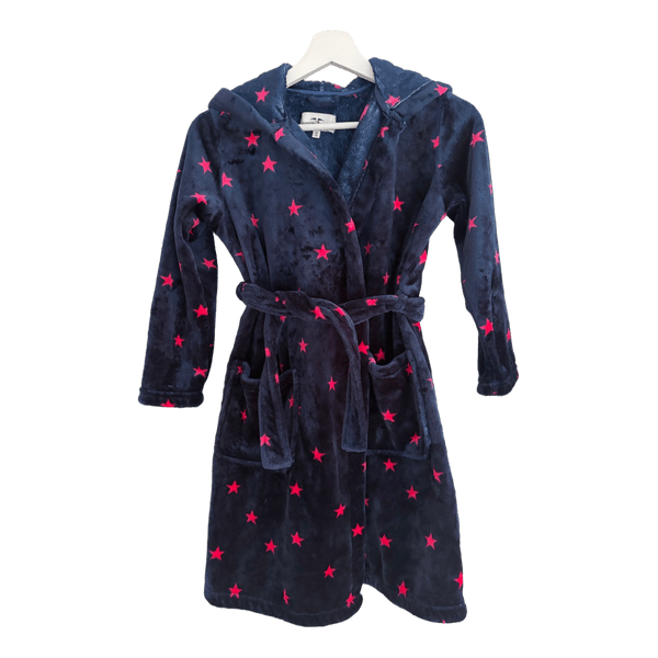 Navy star fleece bathrobe