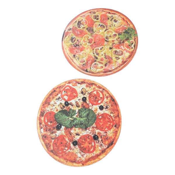 Runde dækkeservietter med pizzamotiv