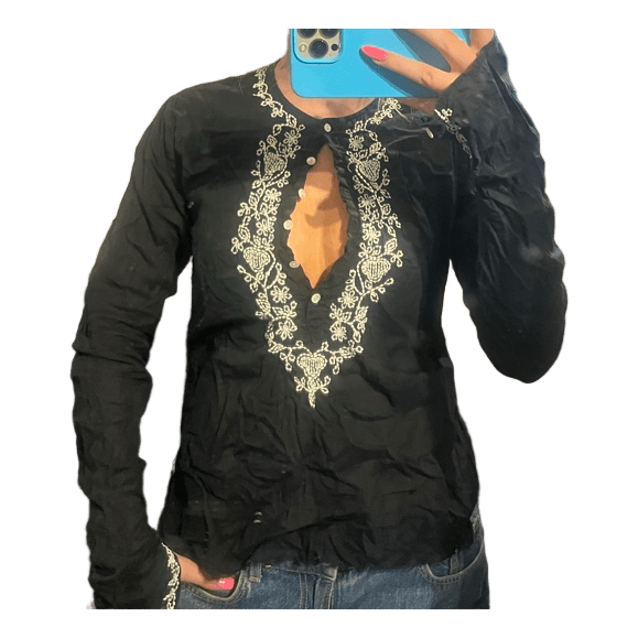 Black top with embroidery