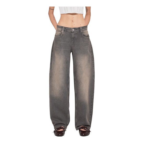 Bershka Grå barrel-jeans