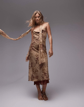 Cowl maxi slip dress