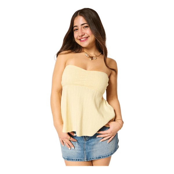 Butter yellow Strapless Babydoll Top