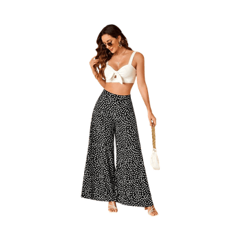 Wide leg patterned trousers