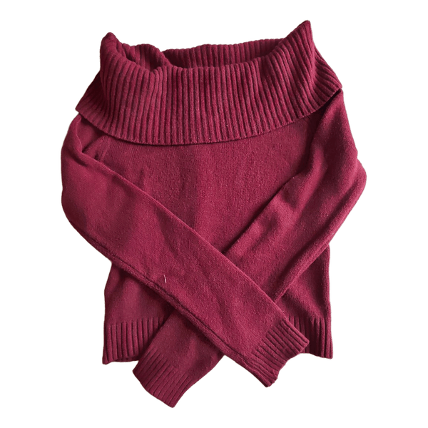 Burgundy off-shoulder sweater