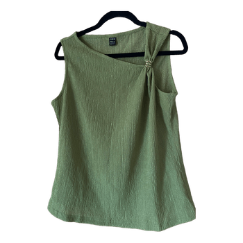 Green textured sleeveless top