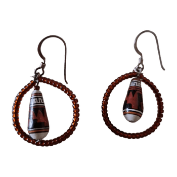 Peruvian ceramic and Czech glass.beaded earrings