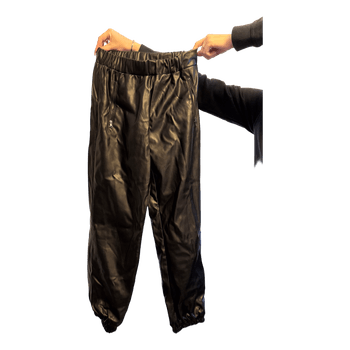 Black faux leather trousers
