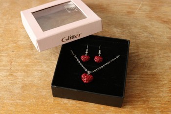 Glitter heart jewelry set