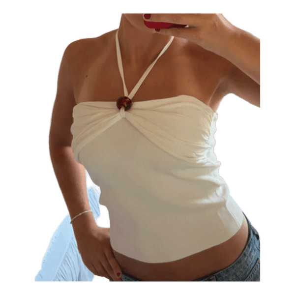ZARA Hvid halterneck top