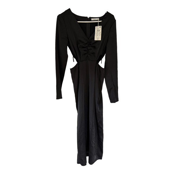 Black sating long dress
