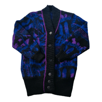 Vintage Canda Neuletakki - Villa Mohair - Sininen Liila Musta - M