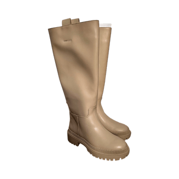 Beige knee-high rubber boots