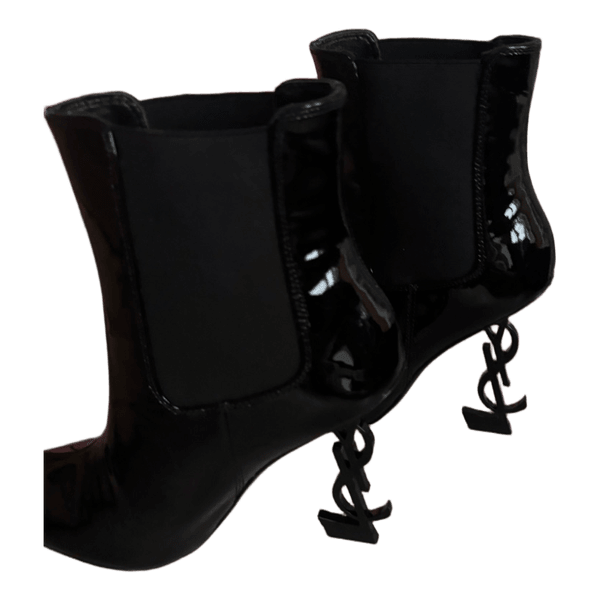 Black patent leather boots